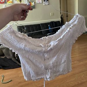 Scrunch white crop top